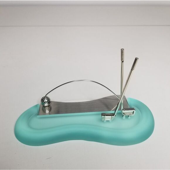 Golf Theme Business Card Holder Pen Holder Set Boxed Aqua - Picture 6 of 8